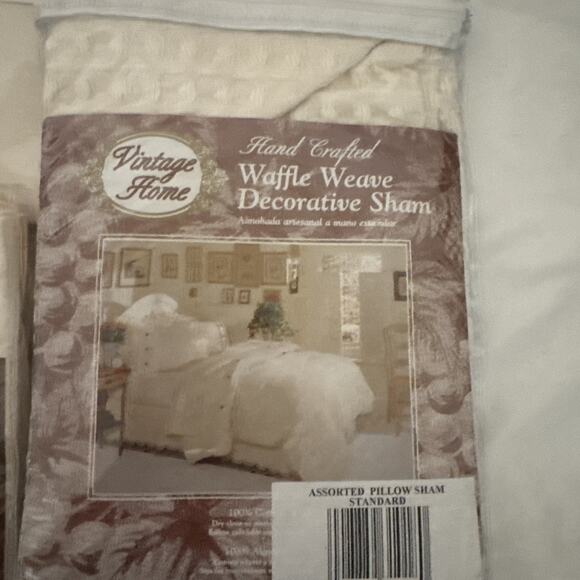 Vintage Home lot of 3 shams 90s waffle weave standard caroline embroidered - Picture 3 of 7